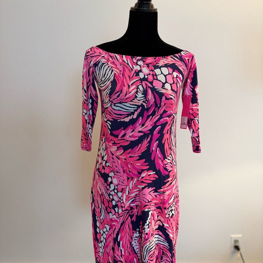 Lilly Pulitzer Vibrant Pink and Black Long Sleeve Dress